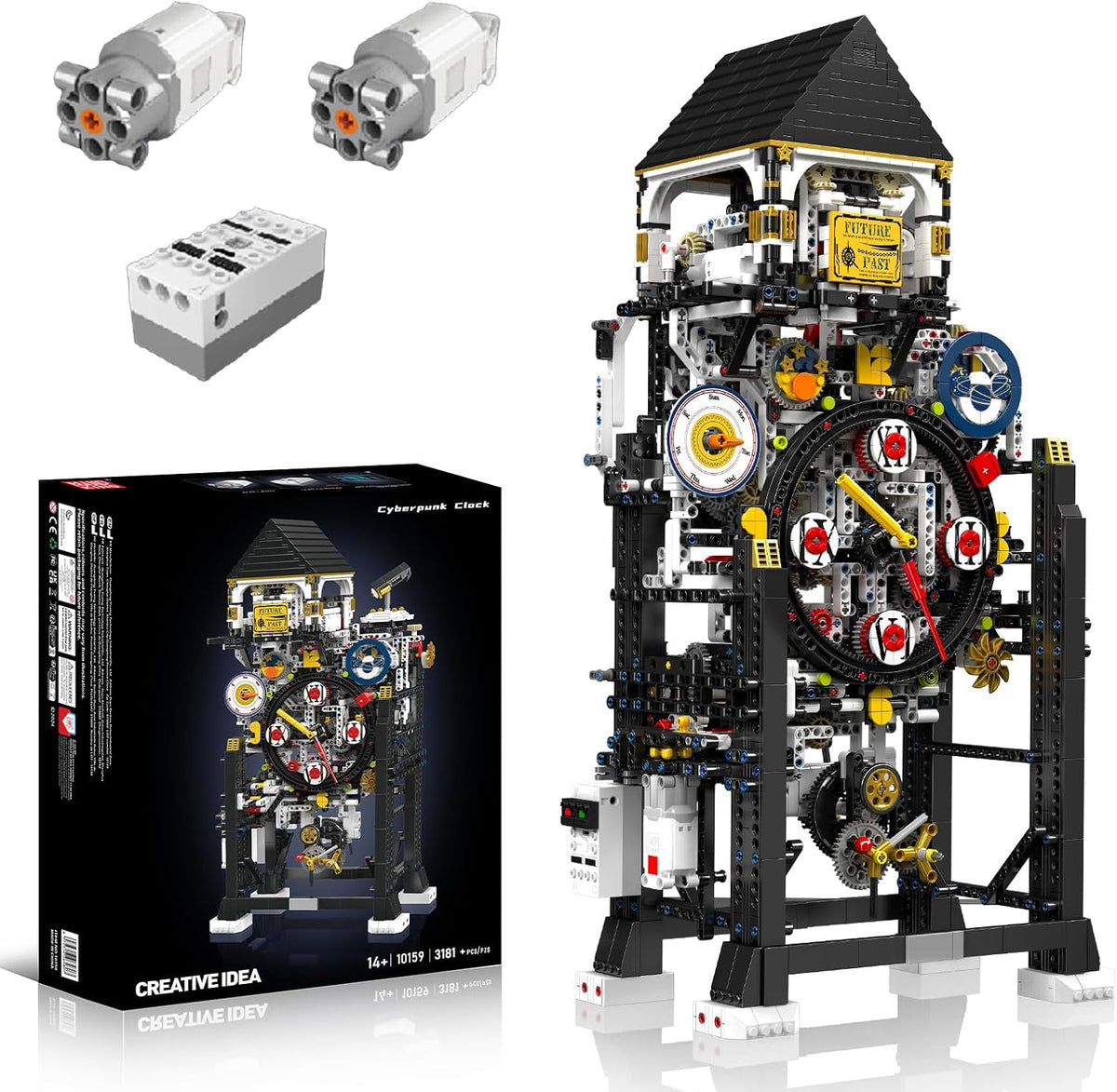 Brick-built mechanical cuckoo clock with hour, minute and second hands