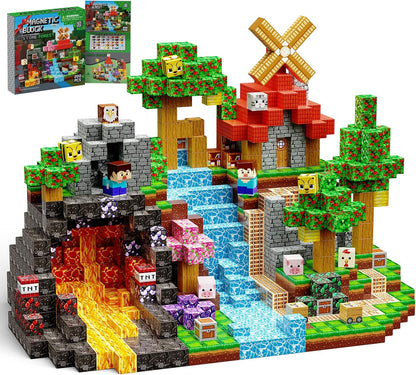 Magnetic 0.8-inch cube blocks built into a lava dig scene – view 5