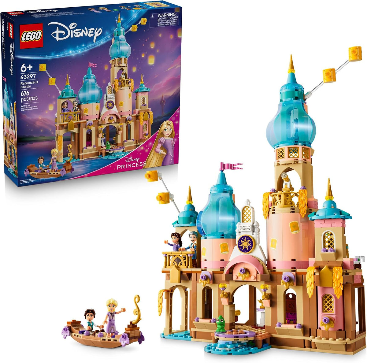 Brick-built princess tower castle with dance floor and figures