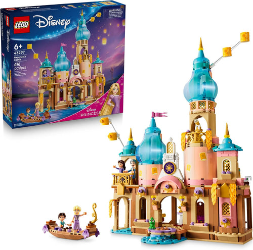 Brick-built princess tower castle with dance floor and figures