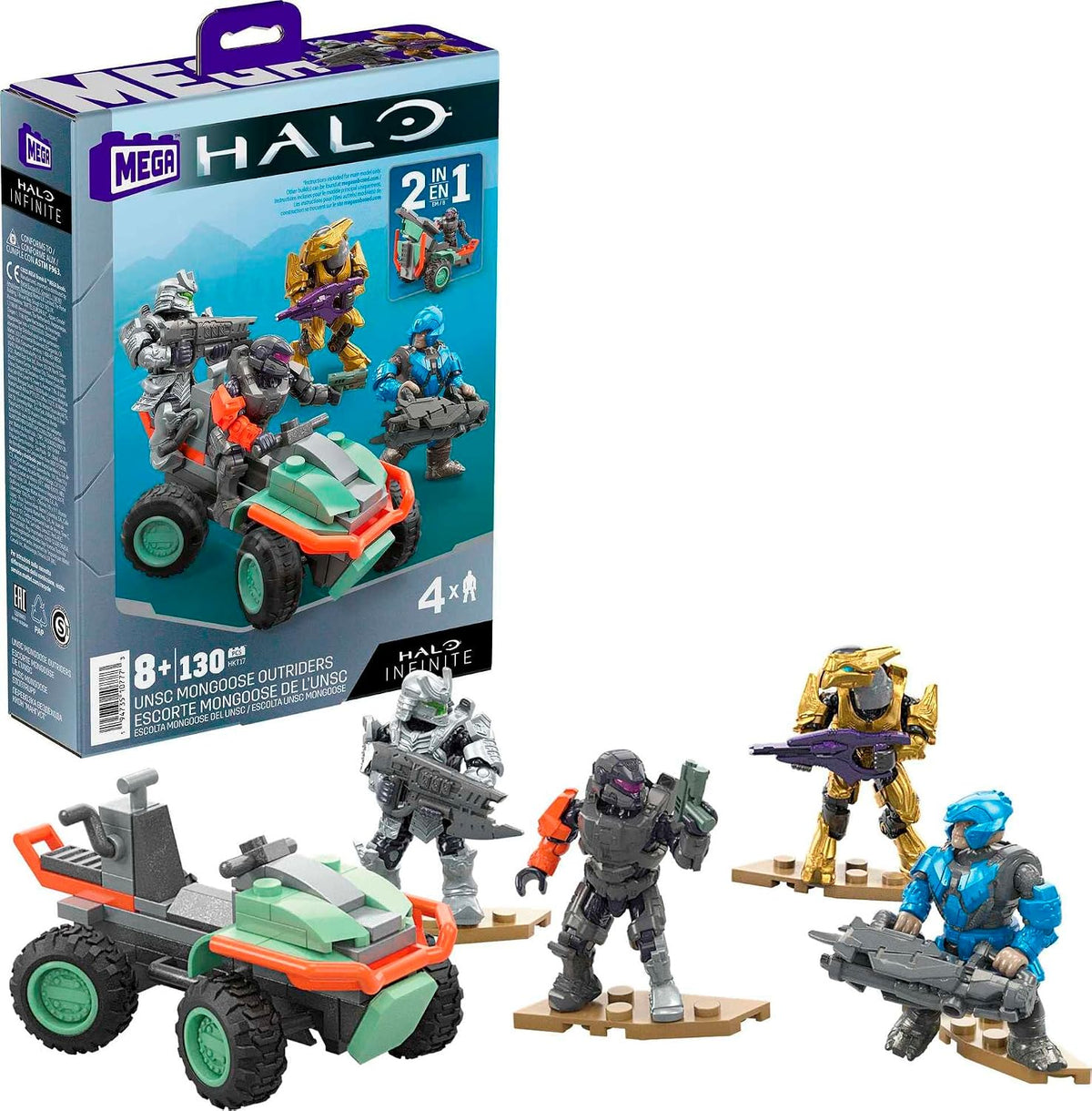 Brick-built sci-fi ATV with two armored micro action figures