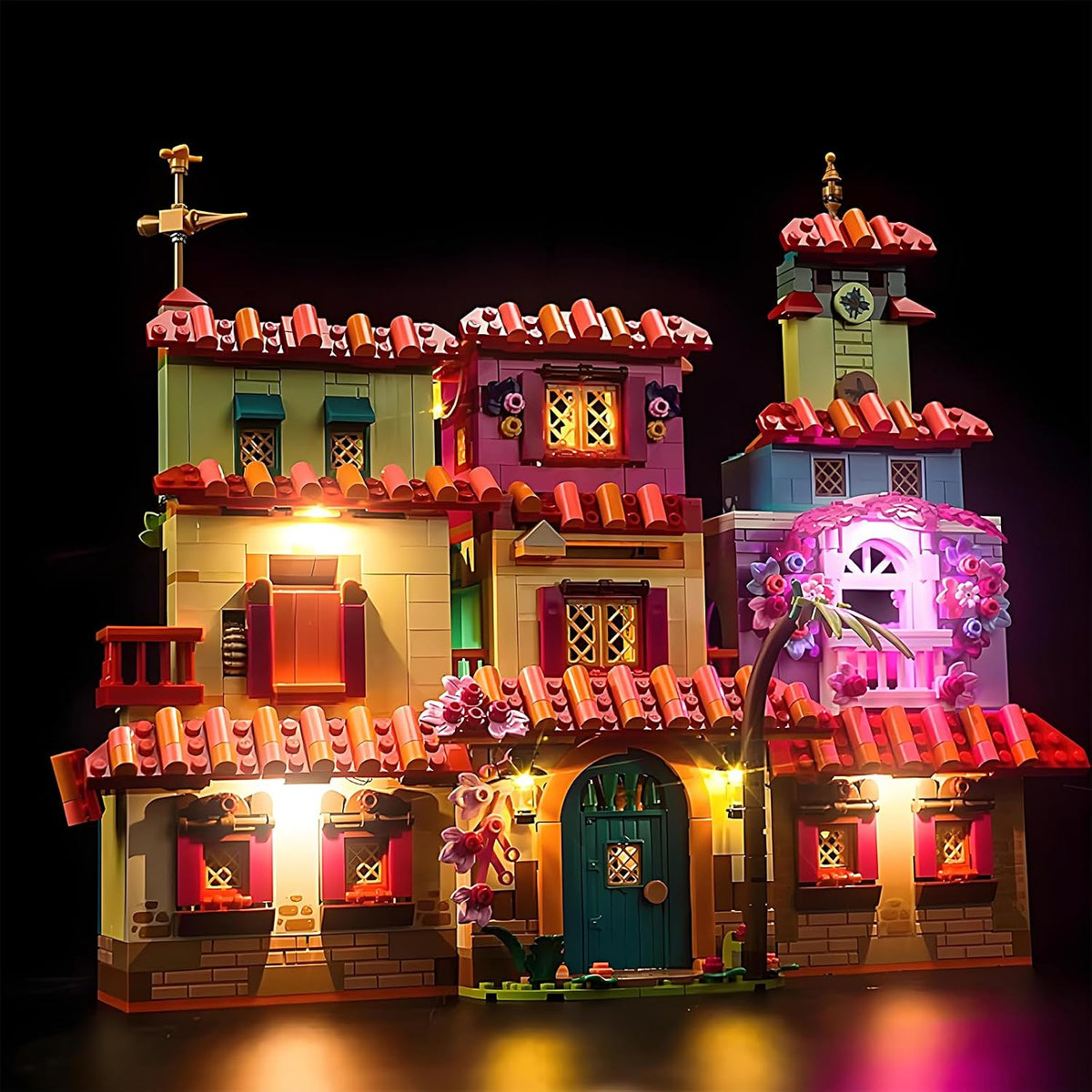 Magical family house brick model lit from inside with LED lights