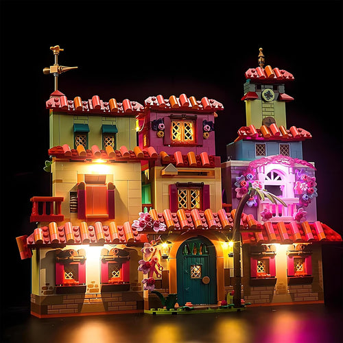 Magical family house brick model lit from inside with LED lights