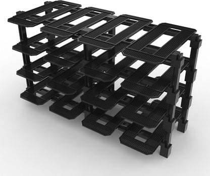 Modular racing garage display rack with small brick race cars in each bay – view 14