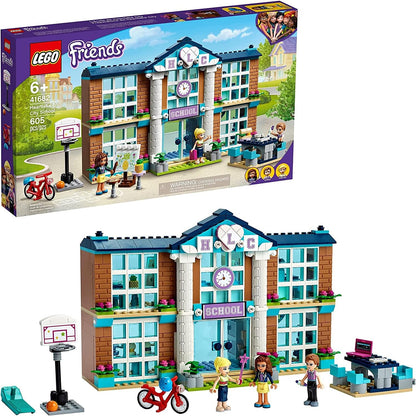 Two-story brick school with classrooms, canteen and lockers