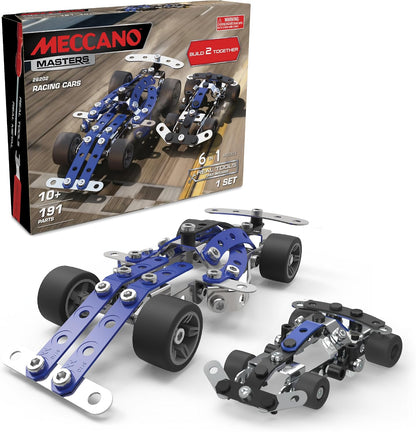 Metal construction kit rally car with silver beams, rugged tires and electric motor – view 4