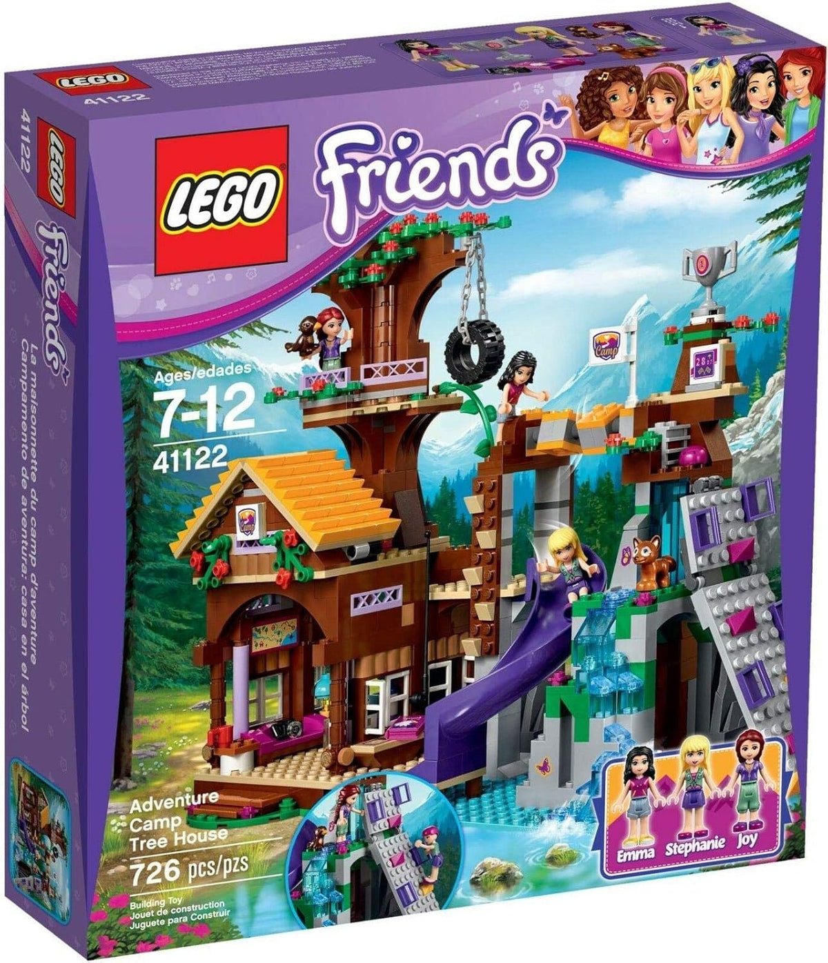 Brick-built three-level tree house with tire swing, bridge and climbing wall