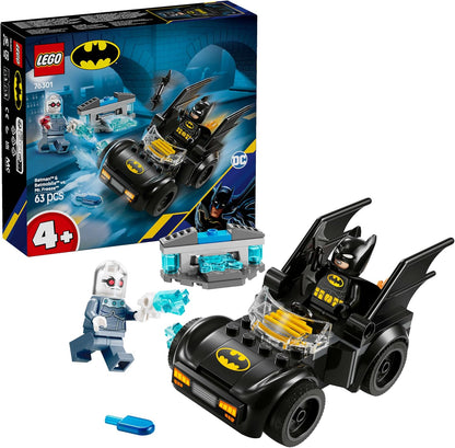 Brick-built armored patrol vehicle with a masked hero figure and spotlight tower – view 2