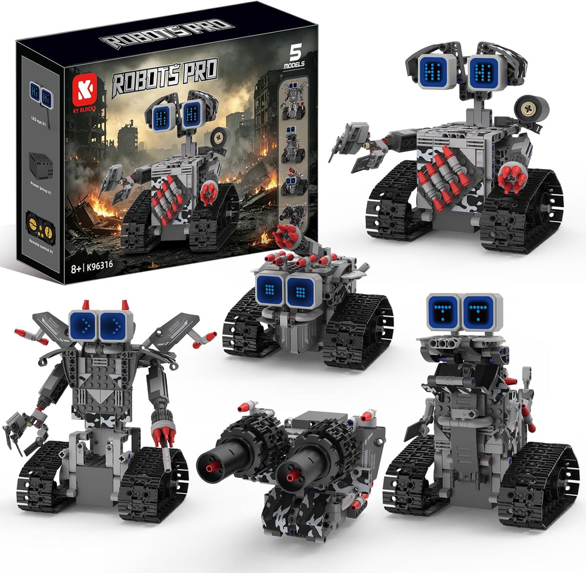 Assembled STEM robot built from a remote control building kit with controller