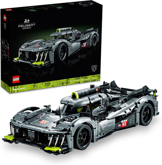 Built 1:10 hybrid endurance race hypercar brick model with glowing details