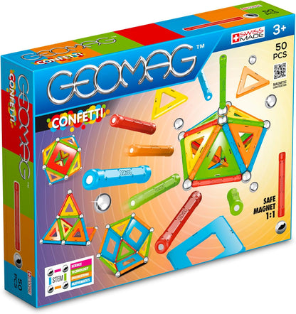 Colorful magnetic sticks and silver balls built into a 3D frame – view 3