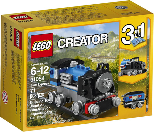 Small blue and black brick tank engine locomotive with six wheels