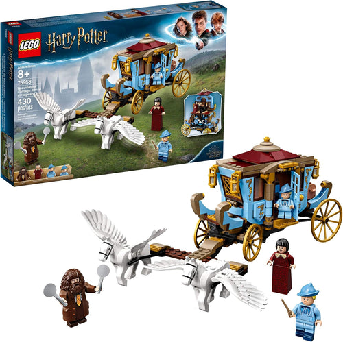 Built winged carriage pulled by two flying horse figures