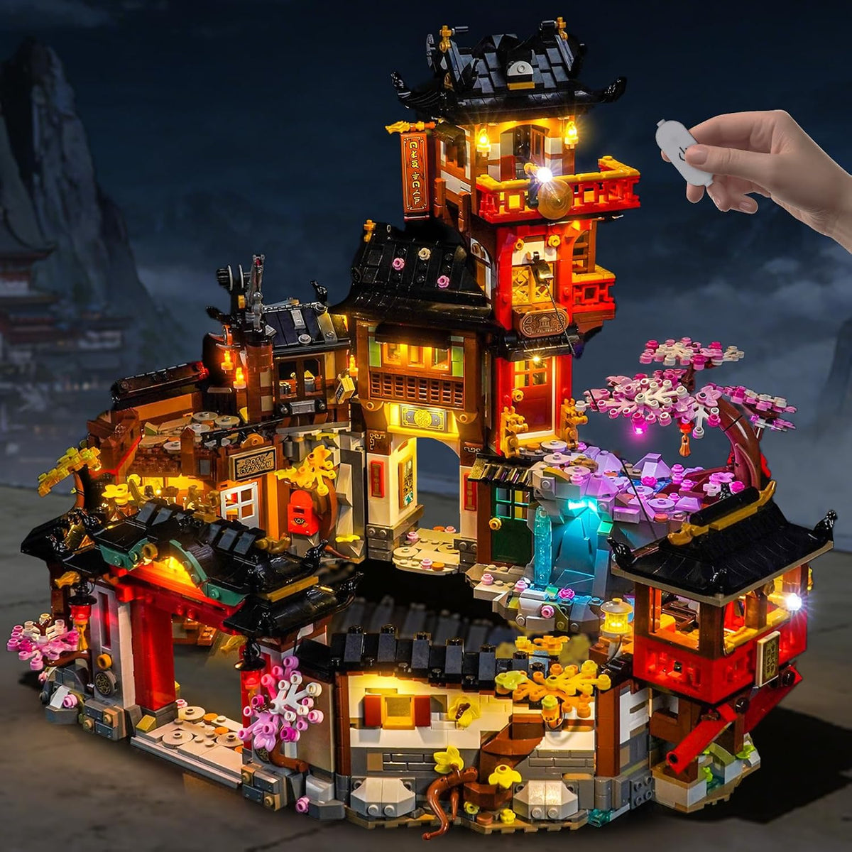LED light kit with wires and light strips for an old town street brick model