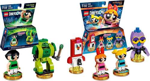 Three small superpowered sister figures with a buildable robot and phone