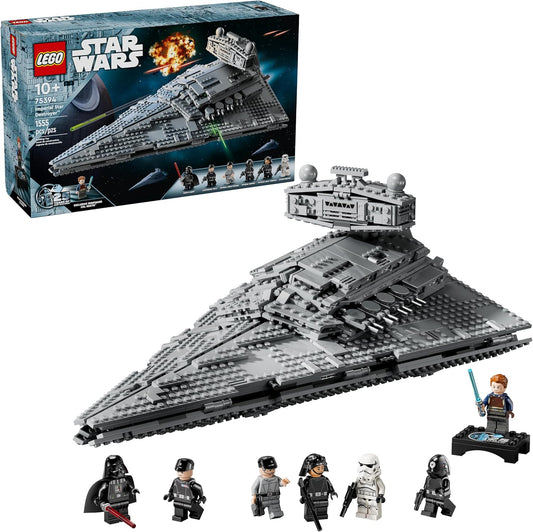 Gray triangular brick space destroyer with command tower on top