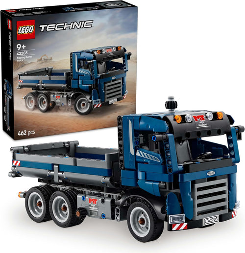 Brick-built construction dump truck with raised dump bed