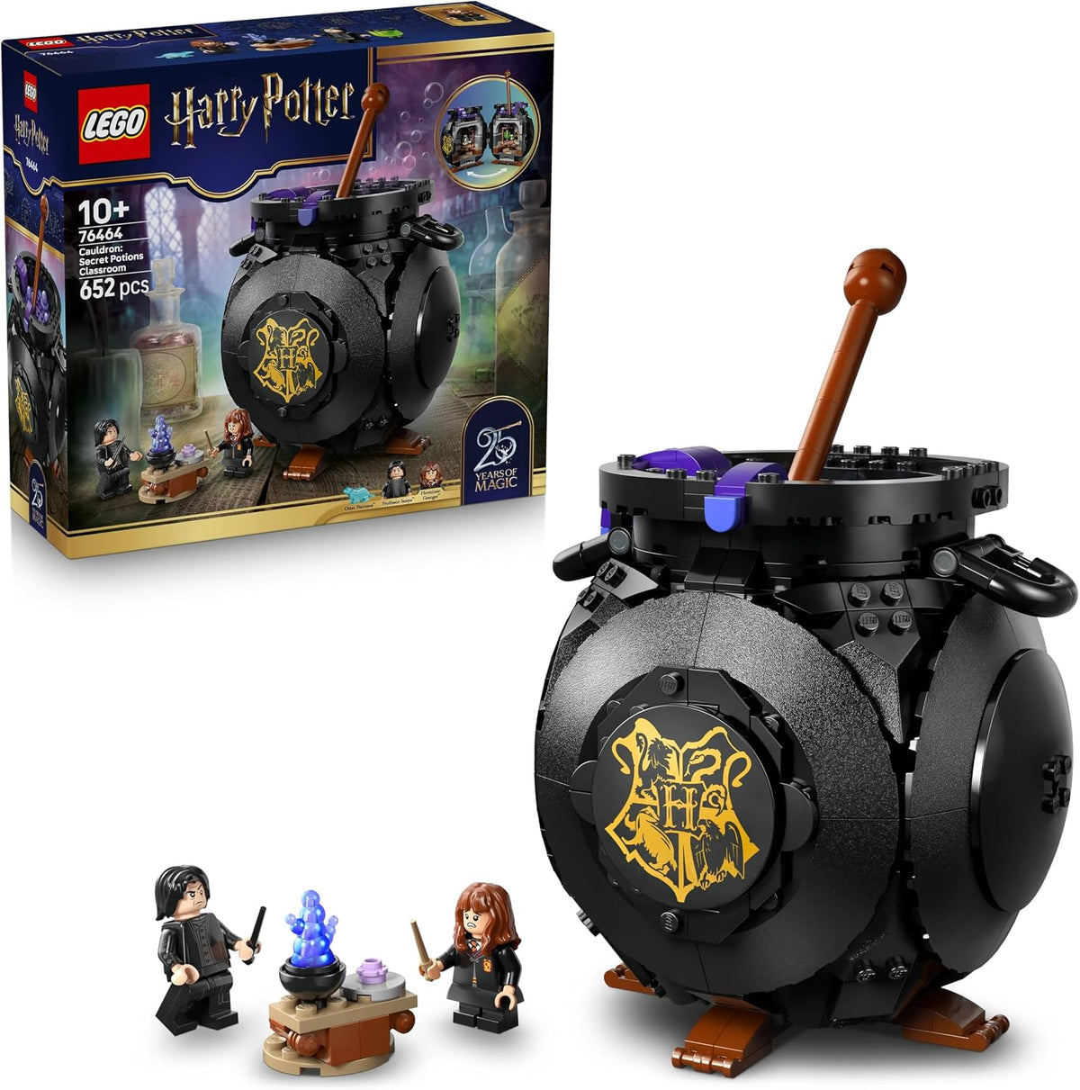 Brick-built whimsical wizard cottage interior with kitchen and minifigures – view 6