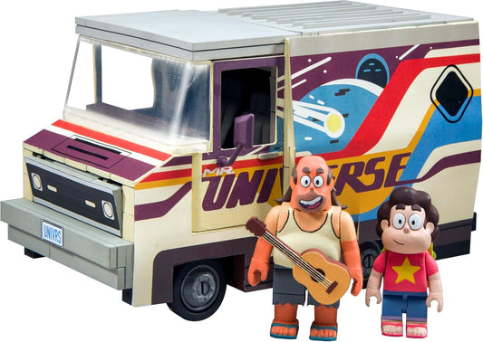 Brick-built painted musician van with two buildable figures
