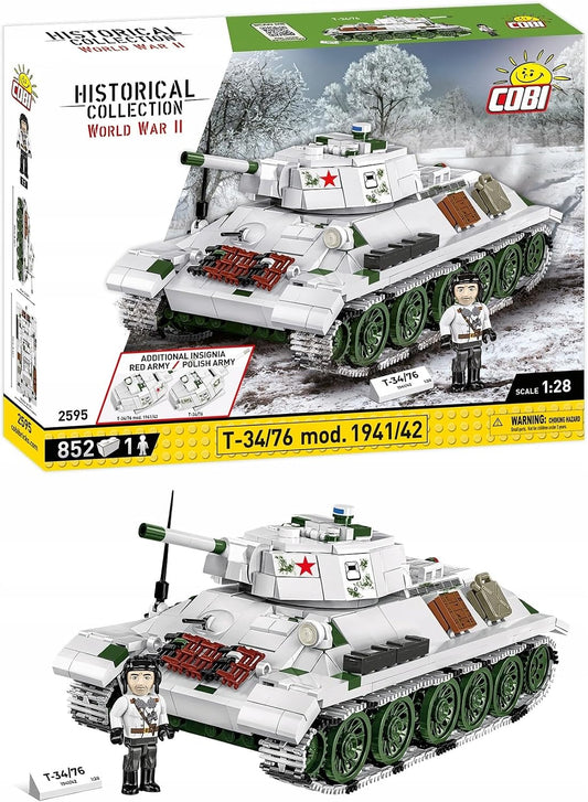 Brick-built green WWII medium tank with turret and tracks