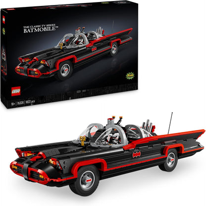 Brick-built armored patrol vehicle with a masked hero figure and spotlight tower – view 6