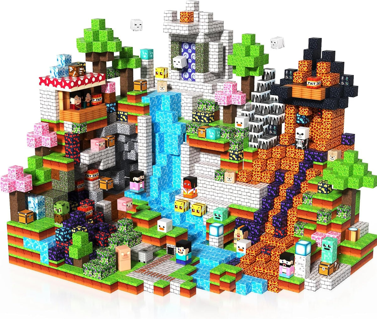 Colorful structures built from 300 small magnetic cubes – view 3