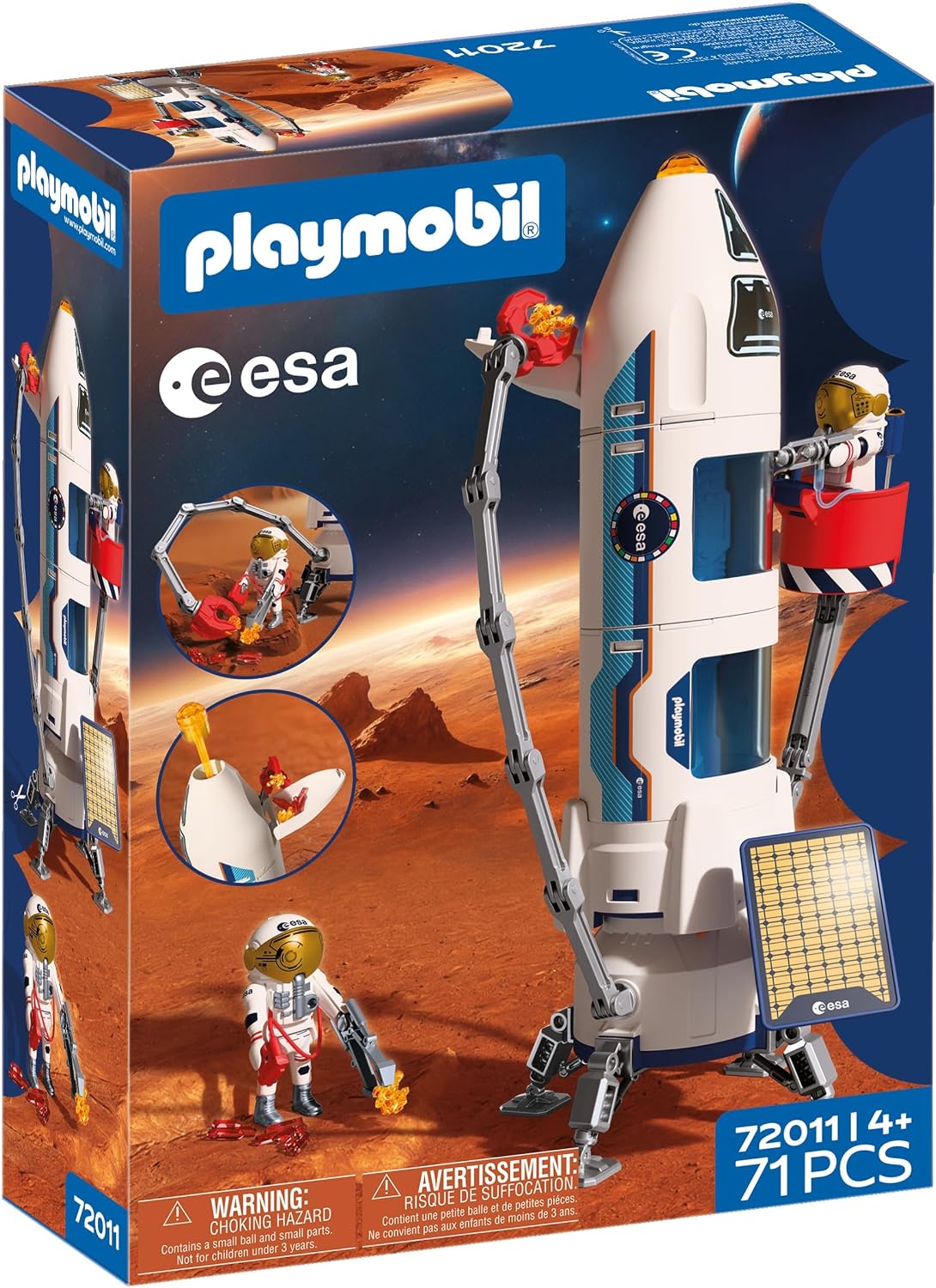 Modular research rocket on launch pad with two astronaut figures