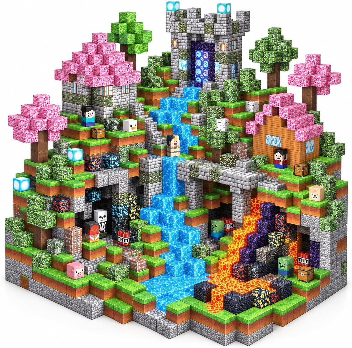 Colorful structures built from 300 small magnetic cubes – view 4