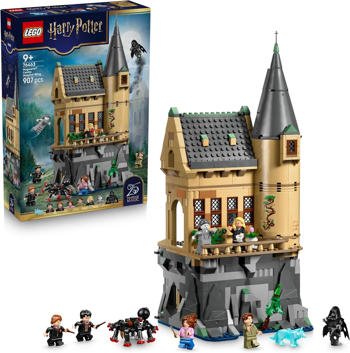 Brick-built whimsical wizard cottage interior with kitchen and minifigures – view 3