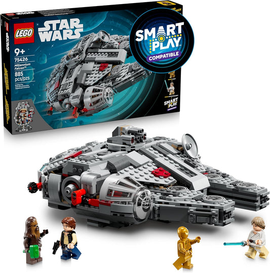 Brick-built round space freighter with top panels open showing the interior and crew