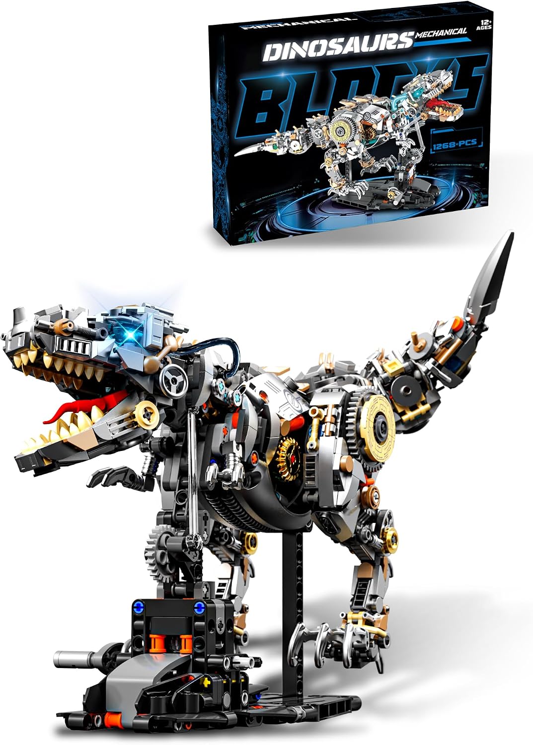 Brick-built mechanical octopus with glowing LED lights and jointed tentacles – view 5