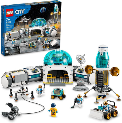 Moon base brick playset with lunar lander, rover and astronaut minifigures – view 2