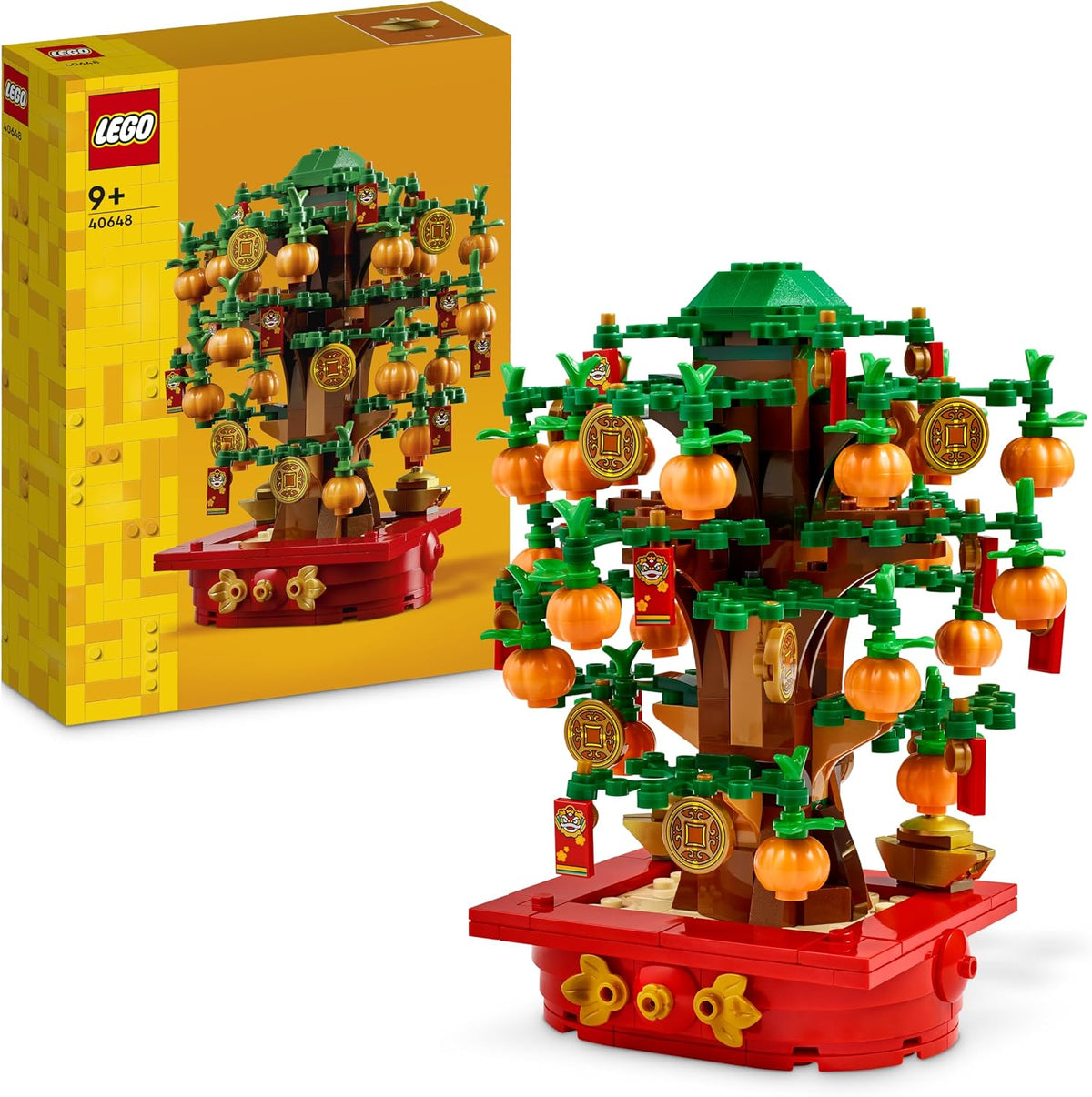 Brick-built money tree with festive Lunar New Year decorations