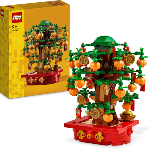 Brick-built money tree with festive Lunar New Year decorations