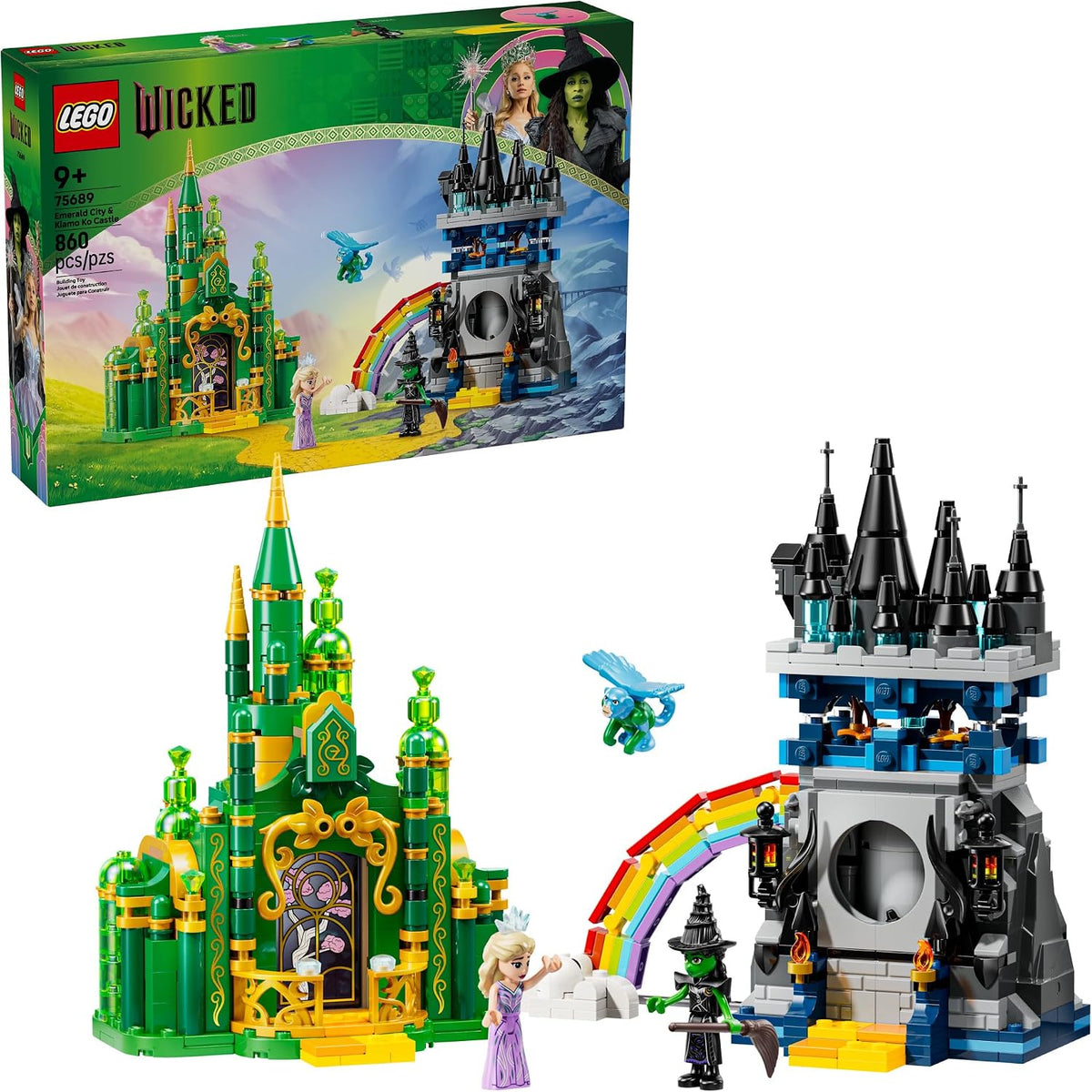 Green spire palace and dark mountain castle brick playsets