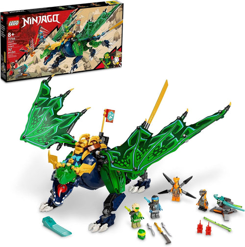 Large brick-built green ninja dragon with posable wings and tail