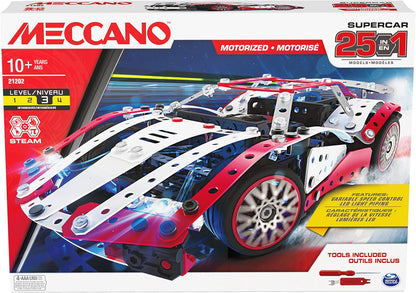 Metal construction kit rally car with silver beams, rugged tires and electric motor – view 2