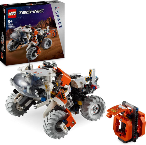 Brick-built technical lunar space loader vehicle with large wheels
