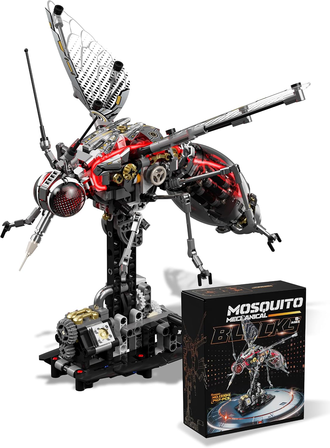 Brick-built mechanical octopus with glowing LED lights and jointed tentacles – view 10