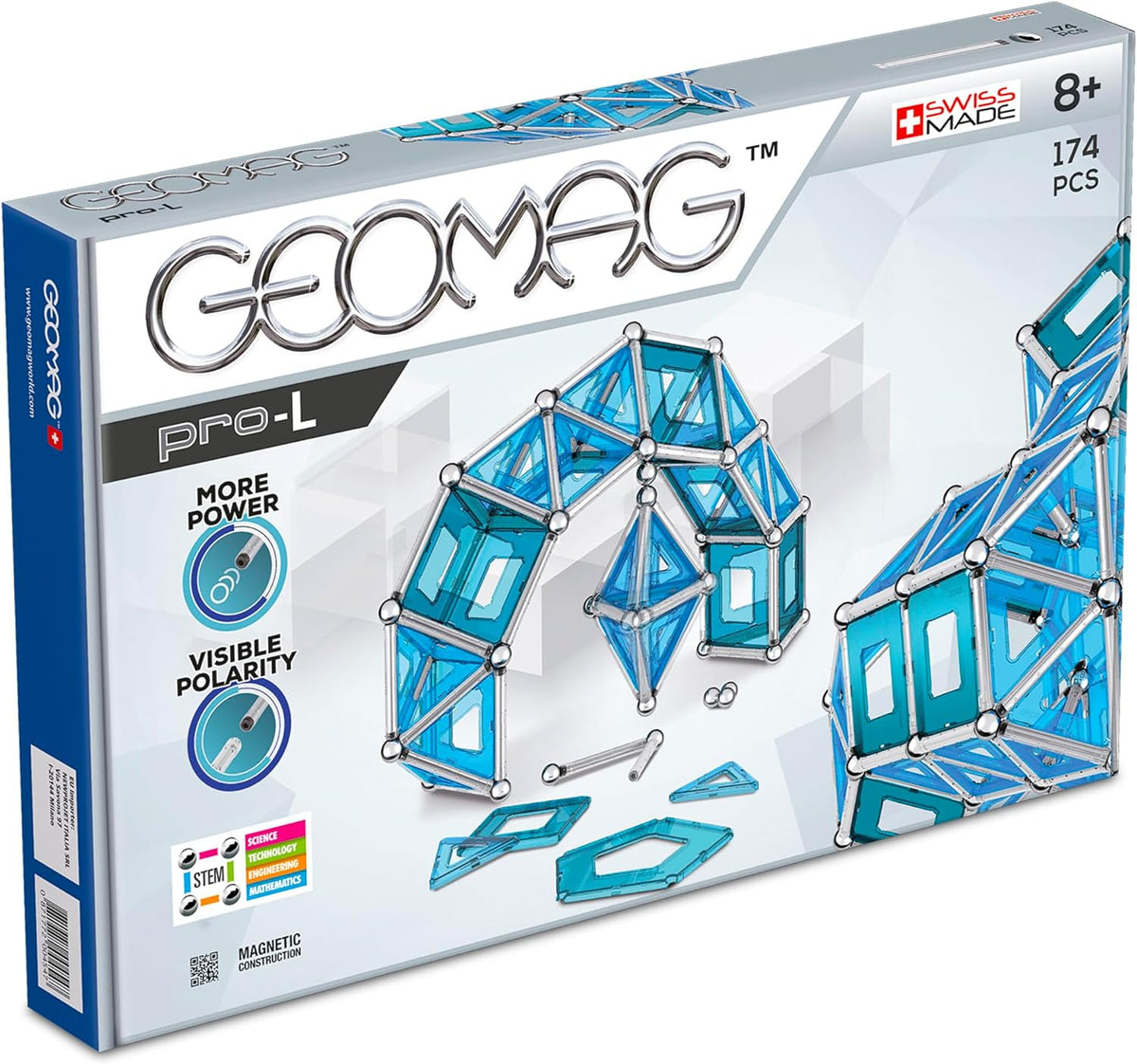 3D structure built from colorful magnetic construction pieces – view 2