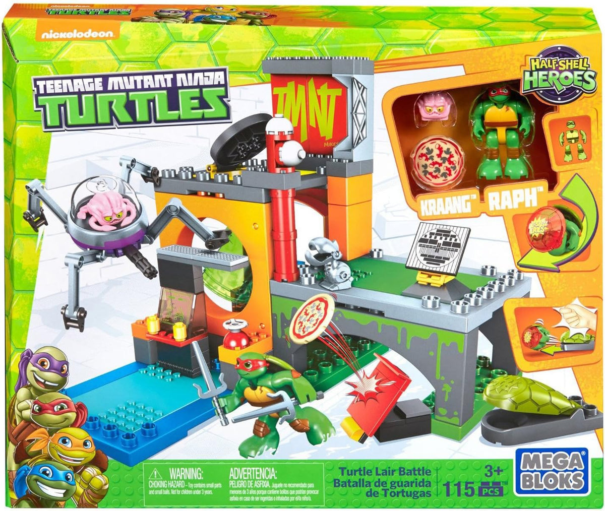 Brick-built sewer lair with tunnel chute, pizza launcher and hero and villain figures
