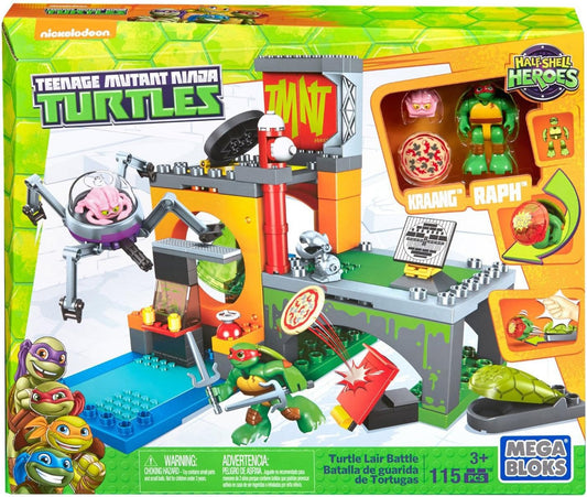 Brick-built sewer lair with tunnel chute, pizza launcher and hero and villain figures