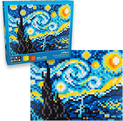 Pixel brick mosaic of The Scream painting with swirling orange sky – view 6
