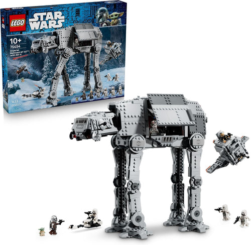 Gray brick four-legged armored walker with small fighter craft and trooper figures