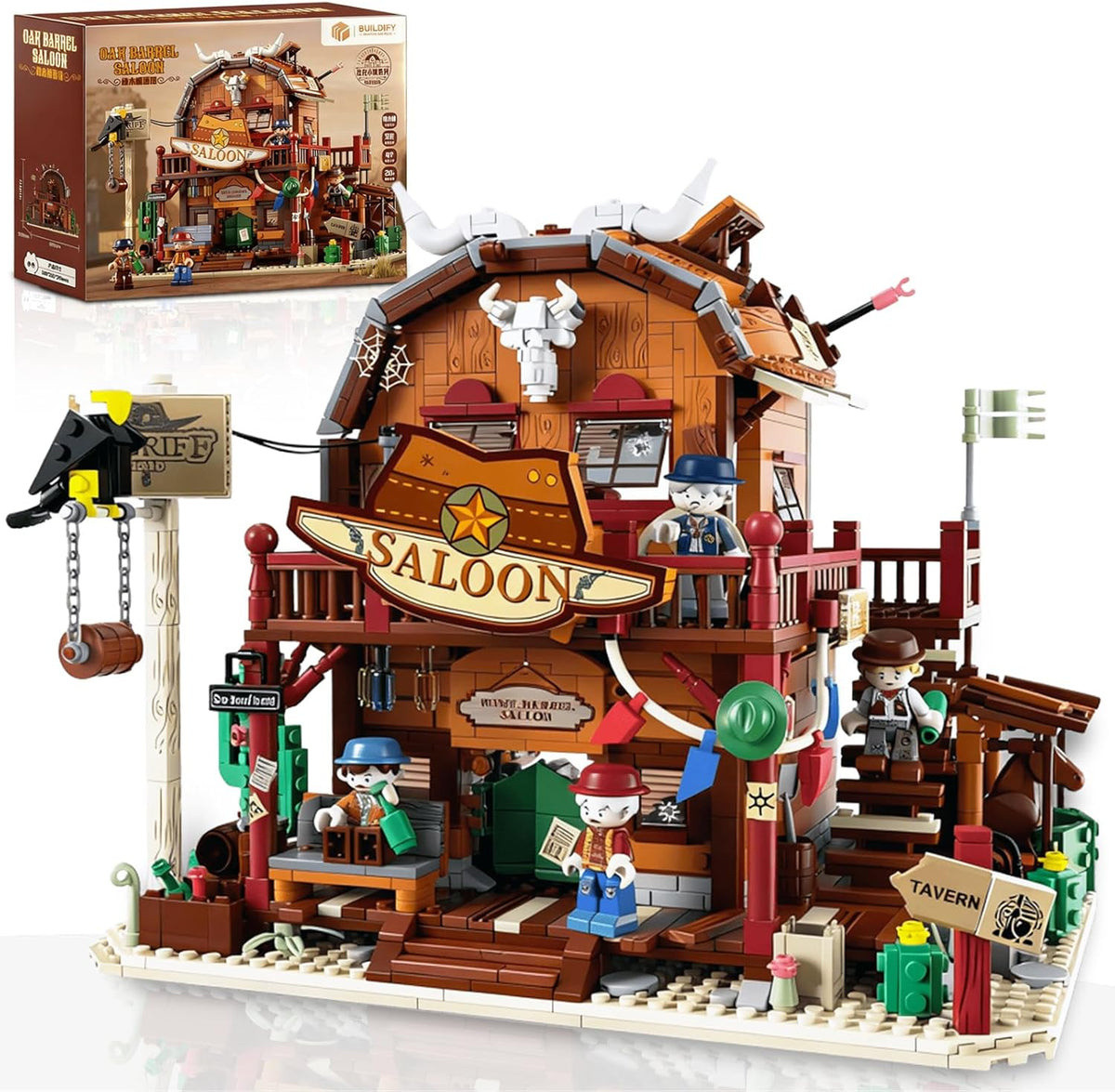 Three-story brick wine chateau with lit windows, wine racks and oak barrels inside – view 2