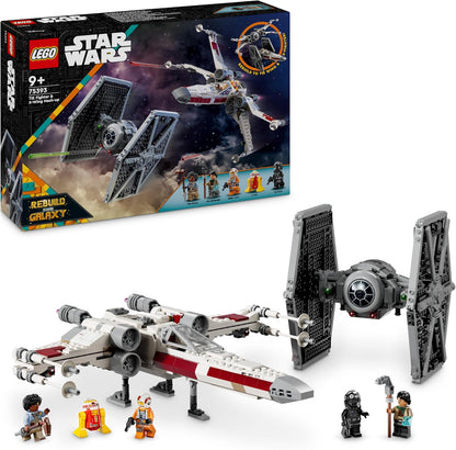 Retro space freighter brick model with rotating engines and five minifigures – view 3