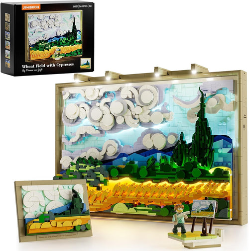 Brick-built Wheat Field with Cypresses painting scene with golden wheat and dark cypress trees