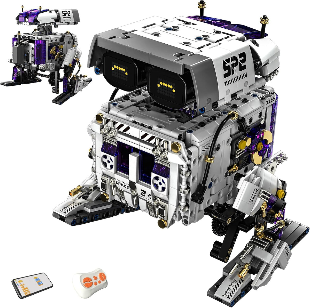 Assembled coding robot from a 757-piece 5-in-1 kit with remote – view 3