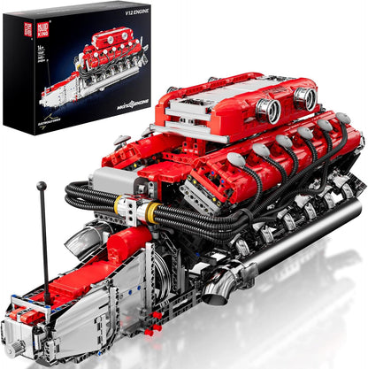 Assembled V8 tank engine brick model with motor and moving pistons – view 2