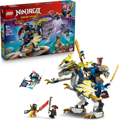 Gold and green brick dragon with spread wings, small temple and four minifigures – view 2